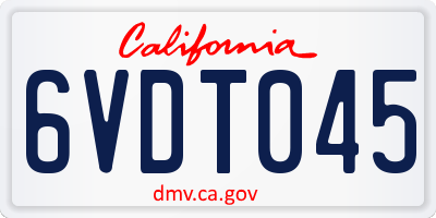 CA license plate 6VDT045