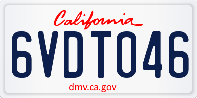 CA license plate 6VDT046