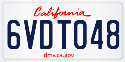 CA license plate 6VDT048