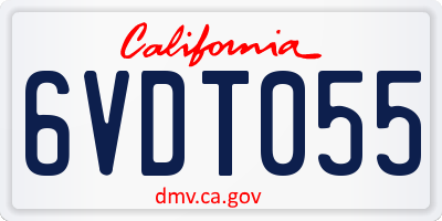 CA license plate 6VDT055