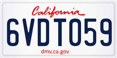 CA license plate 6VDT059