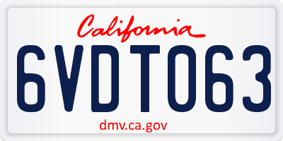 CA license plate 6VDT063