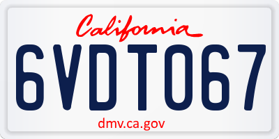CA license plate 6VDT067