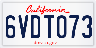 CA license plate 6VDT073