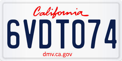 CA license plate 6VDT074