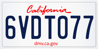 CA license plate 6VDT077
