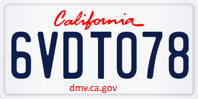CA license plate 6VDT078