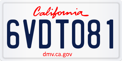 CA license plate 6VDT081