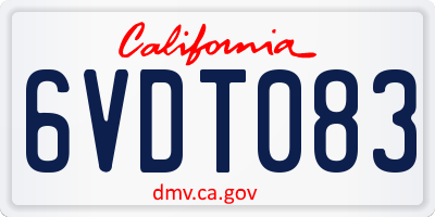 CA license plate 6VDT083