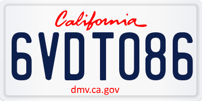 CA license plate 6VDT086
