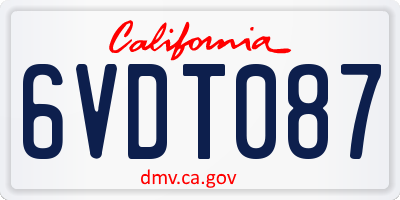 CA license plate 6VDT087