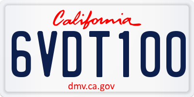 CA license plate 6VDT100