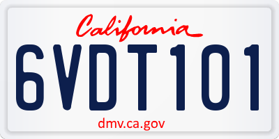 CA license plate 6VDT101