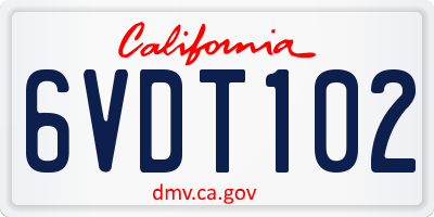 CA license plate 6VDT102