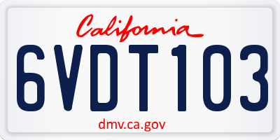 CA license plate 6VDT103