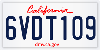 CA license plate 6VDT109