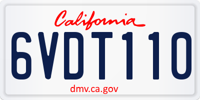 CA license plate 6VDT110