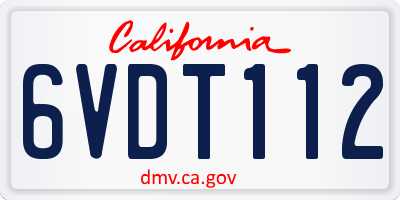 CA license plate 6VDT112