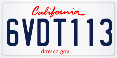 CA license plate 6VDT113