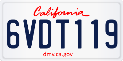 CA license plate 6VDT119