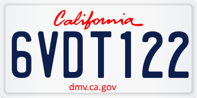 CA license plate 6VDT122