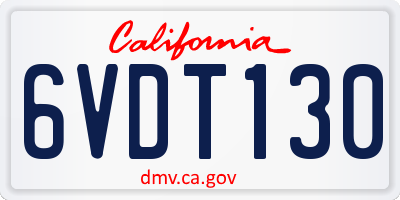 CA license plate 6VDT130