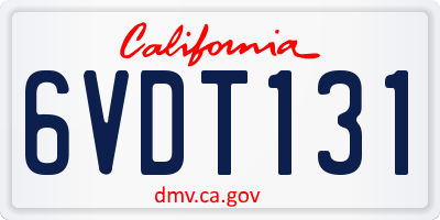 CA license plate 6VDT131