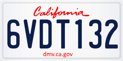 CA license plate 6VDT132