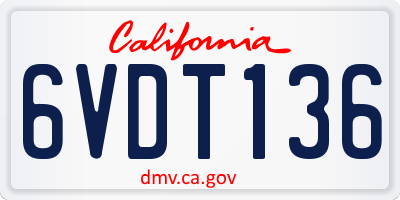 CA license plate 6VDT136