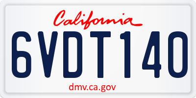 CA license plate 6VDT140