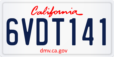 CA license plate 6VDT141