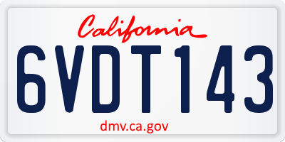 CA license plate 6VDT143