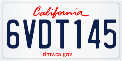 CA license plate 6VDT145