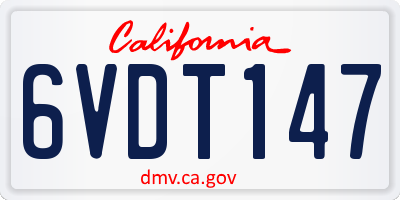 CA license plate 6VDT147