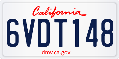 CA license plate 6VDT148