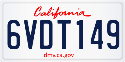 CA license plate 6VDT149
