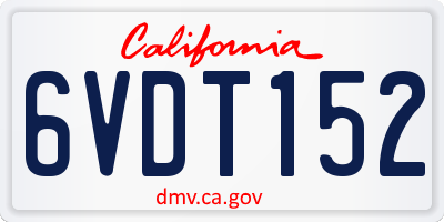 CA license plate 6VDT152