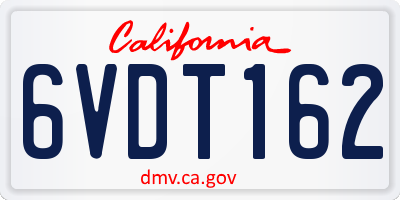 CA license plate 6VDT162