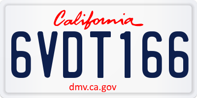 CA license plate 6VDT166