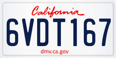 CA license plate 6VDT167