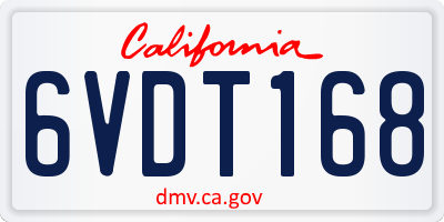 CA license plate 6VDT168