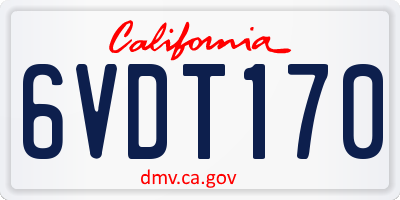 CA license plate 6VDT170