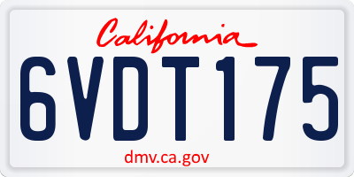 CA license plate 6VDT175