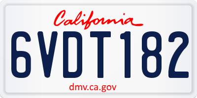 CA license plate 6VDT182