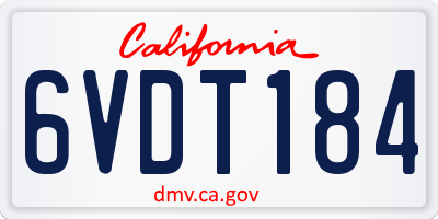 CA license plate 6VDT184