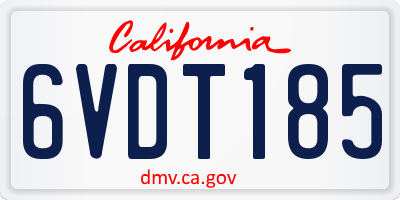 CA license plate 6VDT185