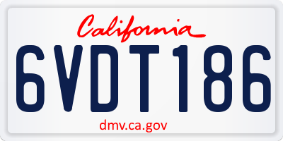 CA license plate 6VDT186