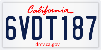 CA license plate 6VDT187