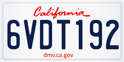CA license plate 6VDT192