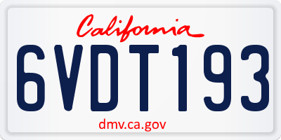 CA license plate 6VDT193